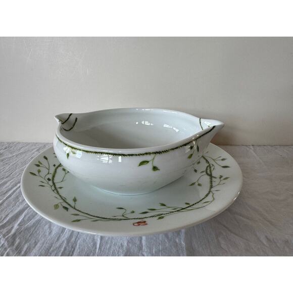Raynaud Limoges Histoire Naturelle Sauce Boat Sauceboat Gravy w Saucer - Picture 3 of 8